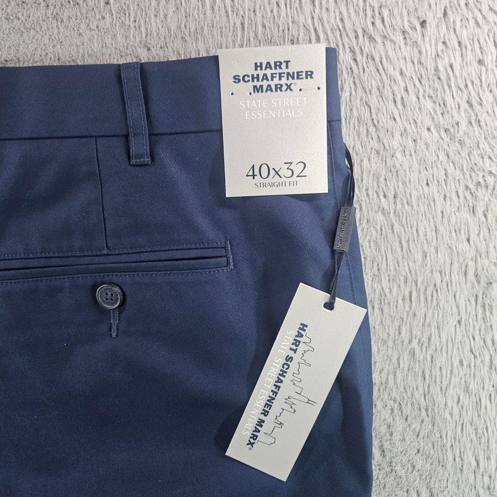 Hart Schaffner Marx State Street Essentials Navy Blue Pants 40x32 Straight NEW